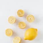 composition of fresh lemons on white surface